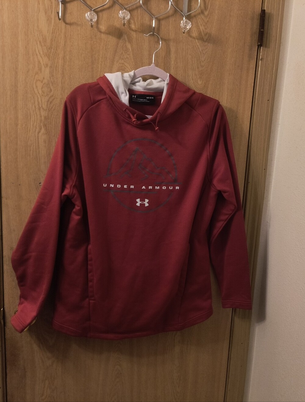 Under Armour Mens Large Fleece Mountain Graphic Hoodie Sweatshirt Red 1328171